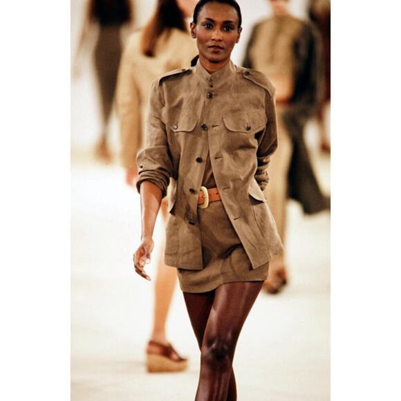 Vintage Ralph Lauren Purple Label Field Jacket 1994 Runway Linen 12 Safari Army - Picture 1 of 12